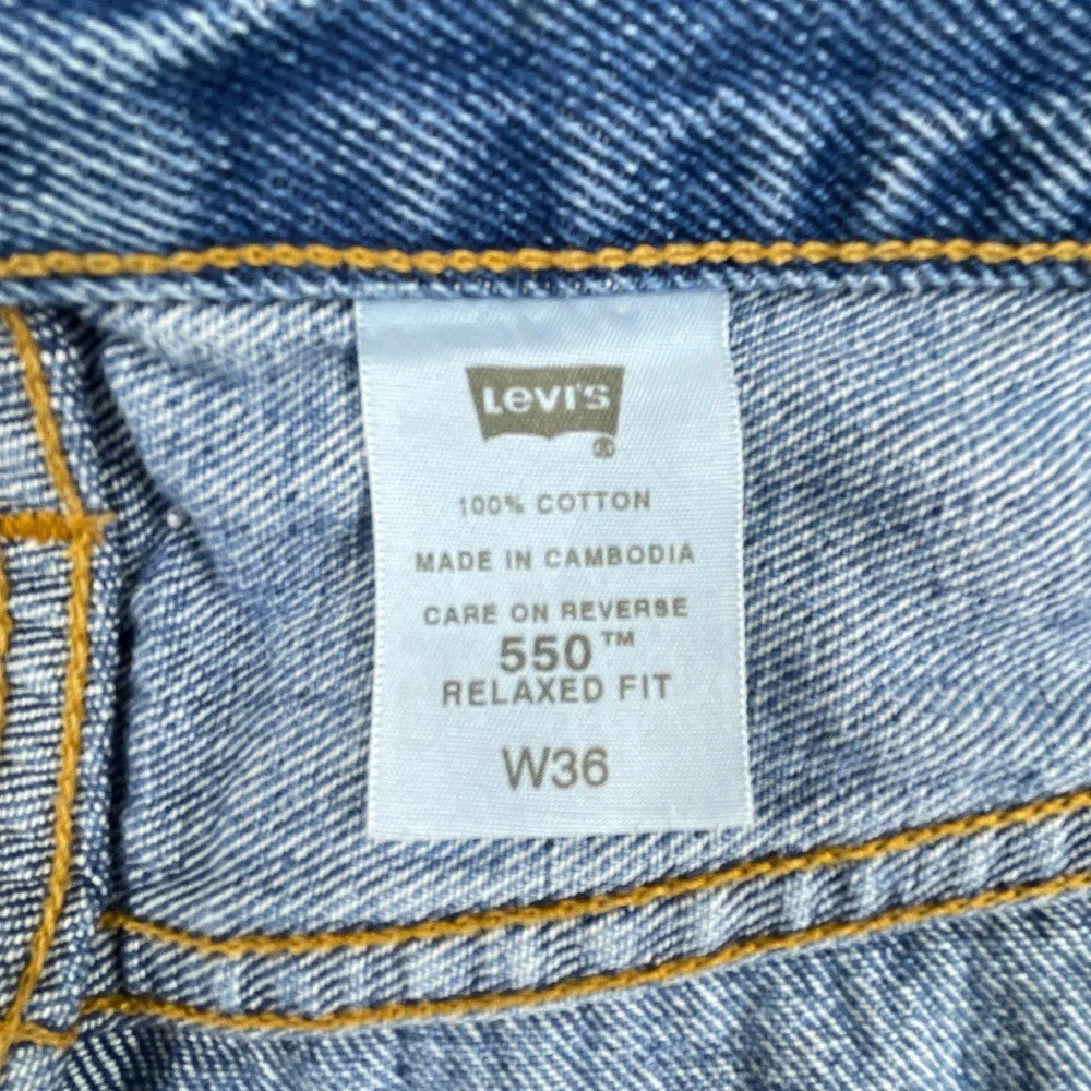 Levi's Strauss 550 Relaxed Fit Denim Shorts Men's 36 Solid Blue Jorts 90s‎ Style